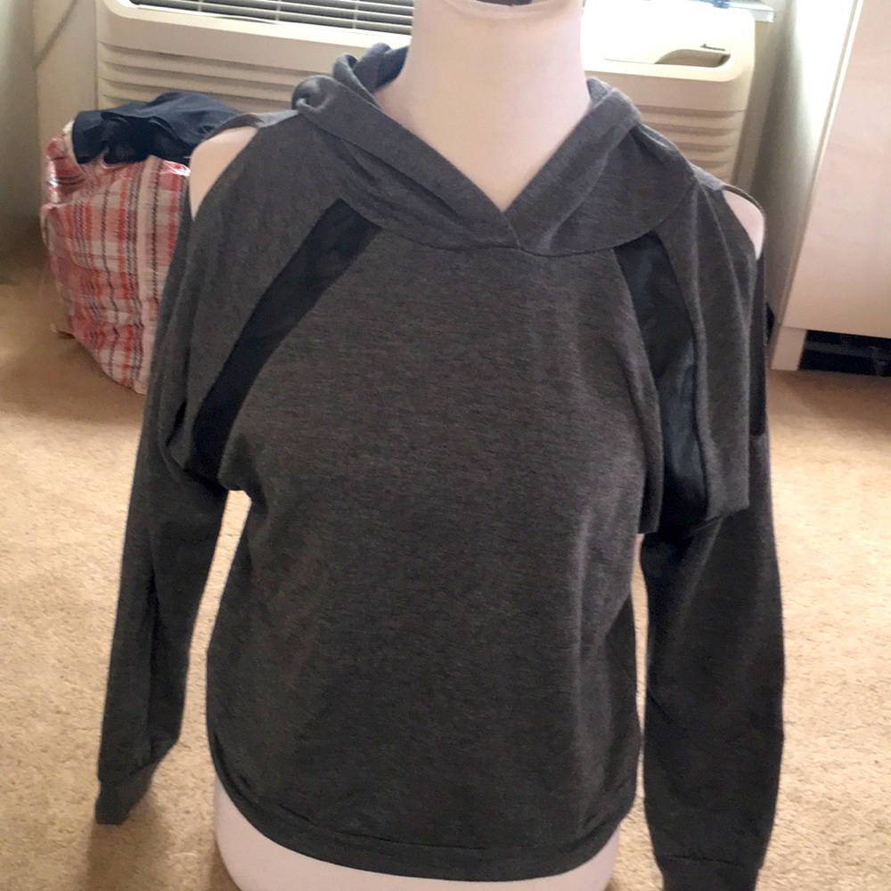 Hot Ginger Dark Gray Medium Weight Cold Shoulder Sweatshirt
